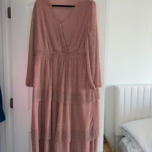 Chic Long Sleeve Pink Dress
